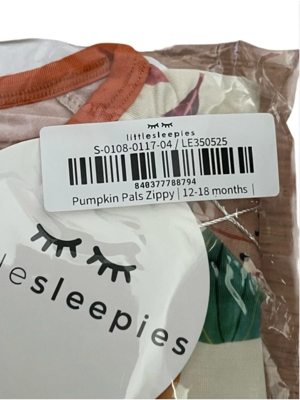 12/18 Months Little Sleepies Pumpkin Pals Zippy